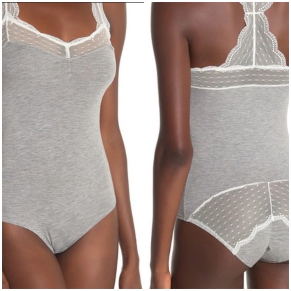 New HONEYDEW Scarlette Lace Trim RAYON Bodysuit 098J